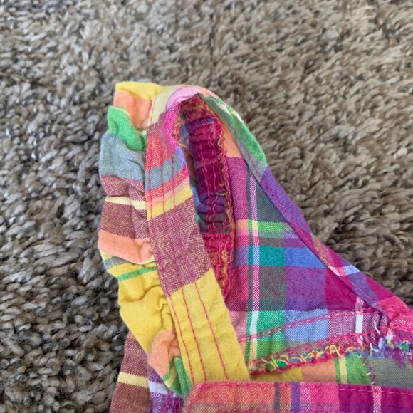 OshKosh B'gosh Pink Plaid Ruffle Trim Overalls Dress Sz.18m - Picture 3 of 9